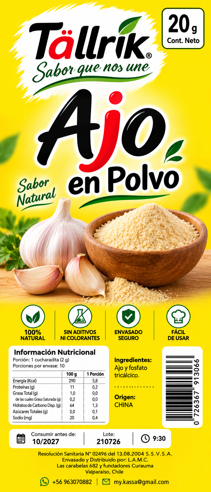 Etiqueta de Ajo en polvo Tallrik